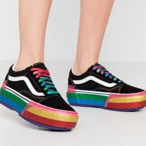 Vans Old Skool Stacked Black Glitter Rainbow
